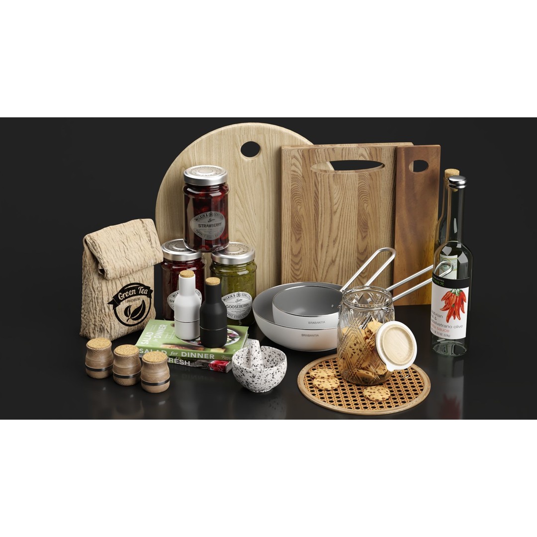 Kitchen Accessories 3D Model – Fully Textured Interior Scene, Corona Renderer - View 5