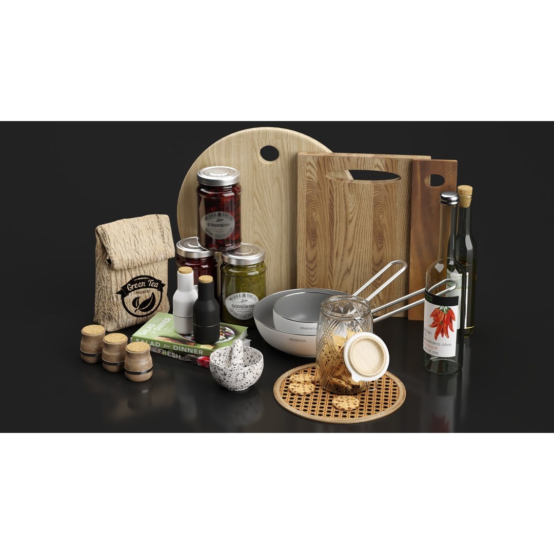 Kitchen Accessories 3D Model – Fully Textured Interior Scene, Corona Renderer - View 6