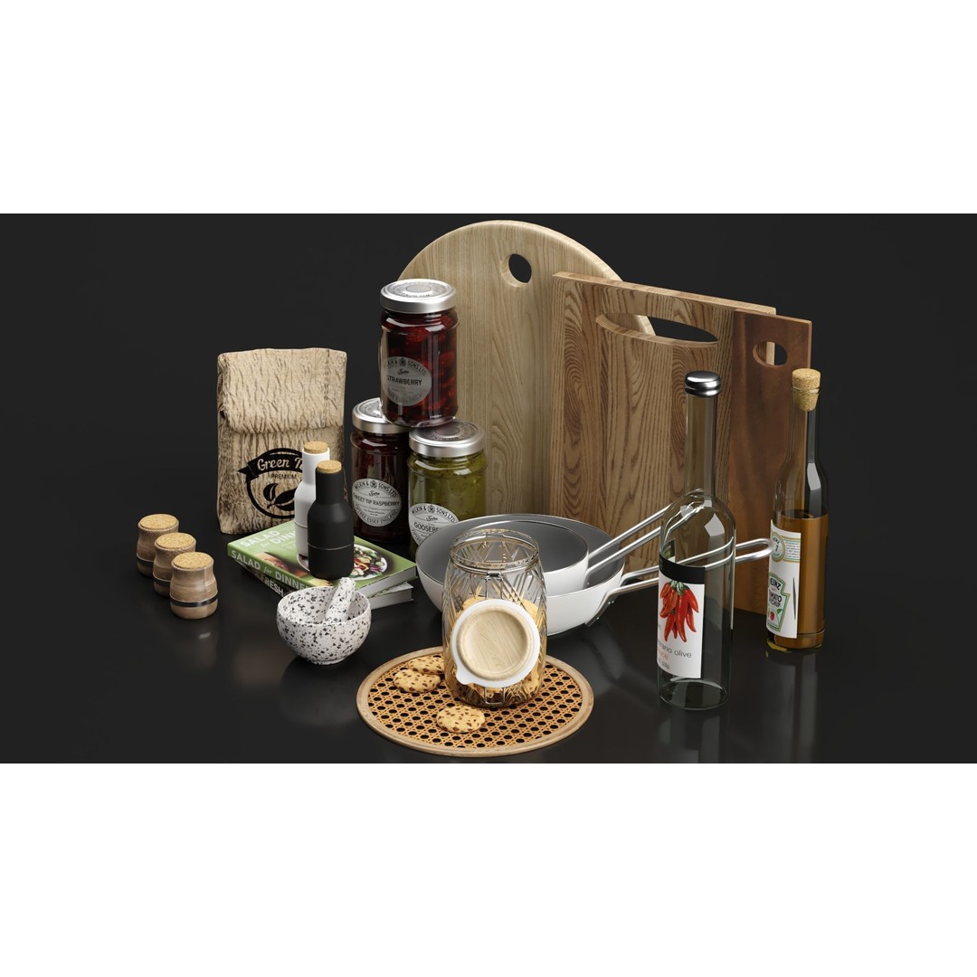 Kitchen Accessories 3D Model – Fully Textured Interior Scene, Corona Renderer - View 7
