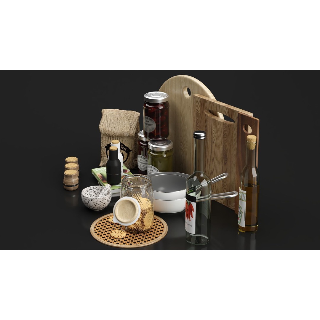 Kitchen Accessories 3D Model – Fully Textured Interior Scene, Corona Renderer - View 8