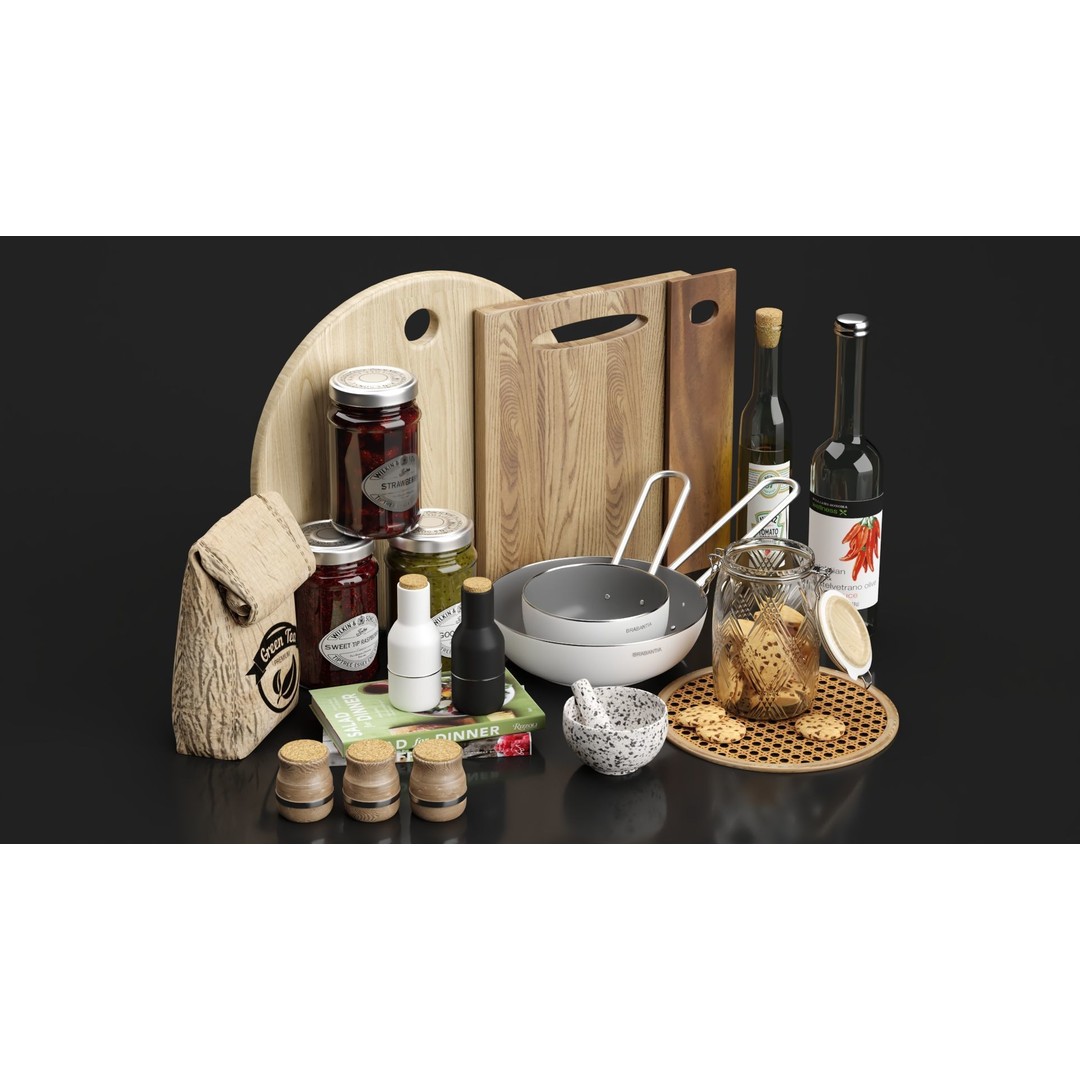 Kitchen Accessories 3D Model – Fully Textured Interior Scene, Corona Renderer - View 9