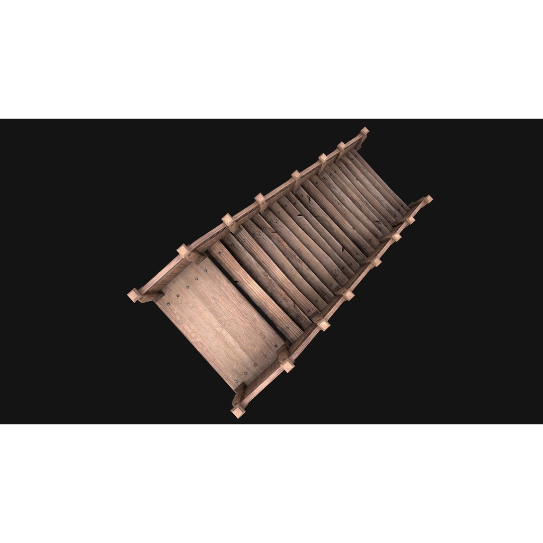 Medieval Wooden Staircase 3D Model – Low Poly Game Ready PBR Asset - View 12