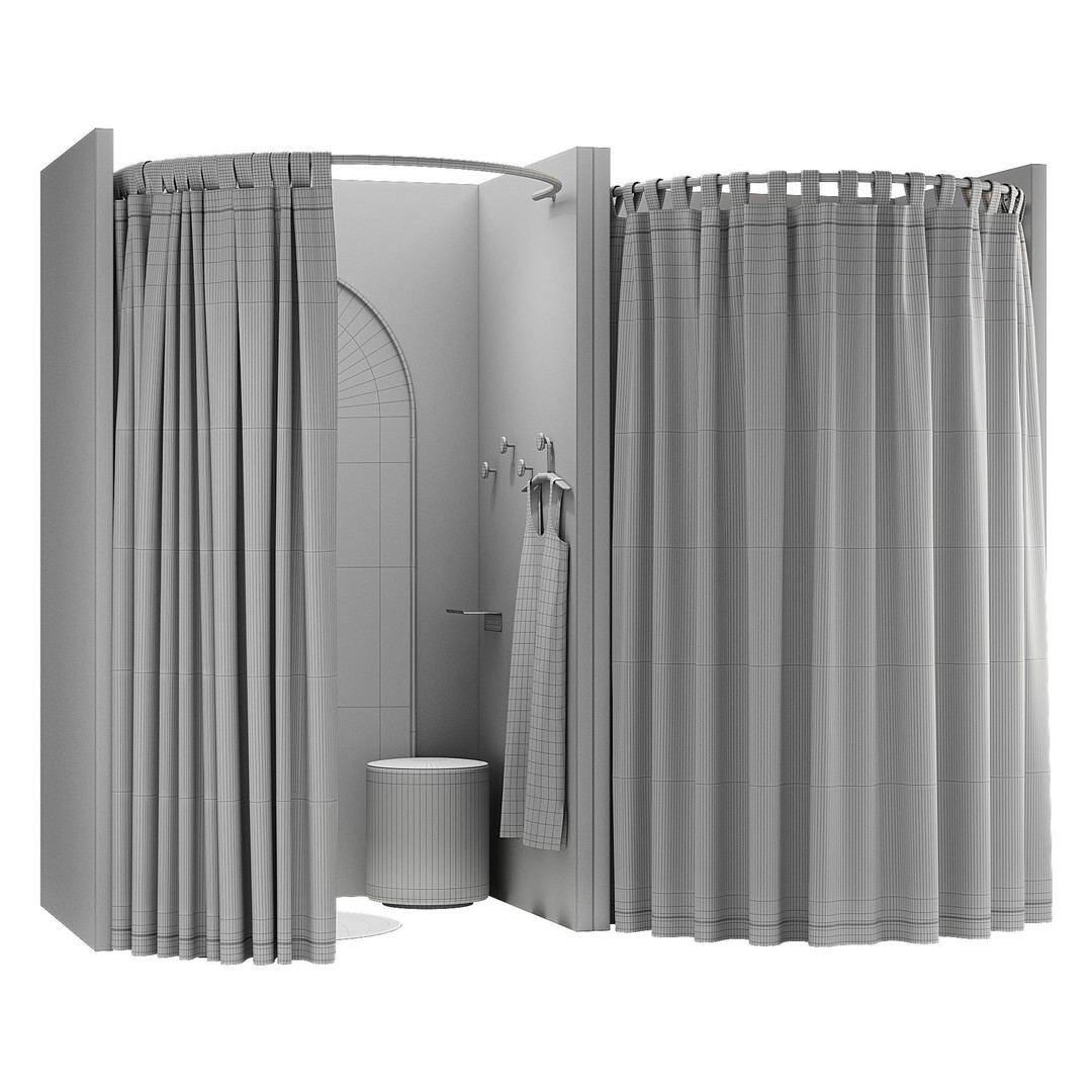 Fitting Room 3D Model – Modern Minimalist Store Interior, FBX