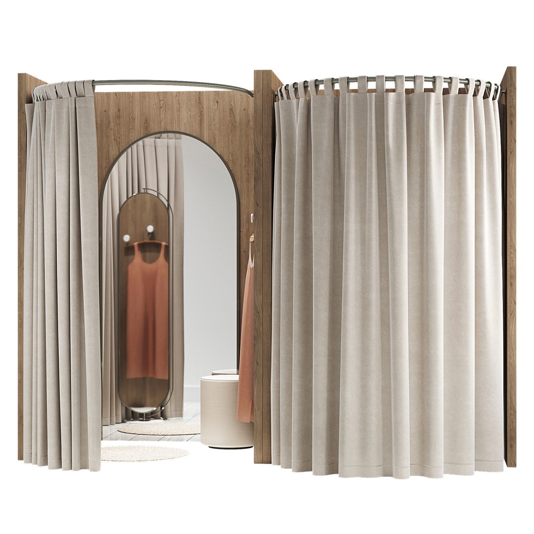 Fitting Room 3D Model – Modern Minimalist Store Interior, FBX - View 3