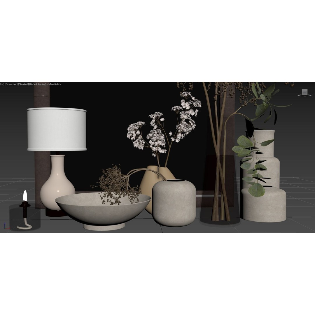 Luxury Flower Decor Set 3D Model – High Poly Interior Decoration, OBJ - View 10