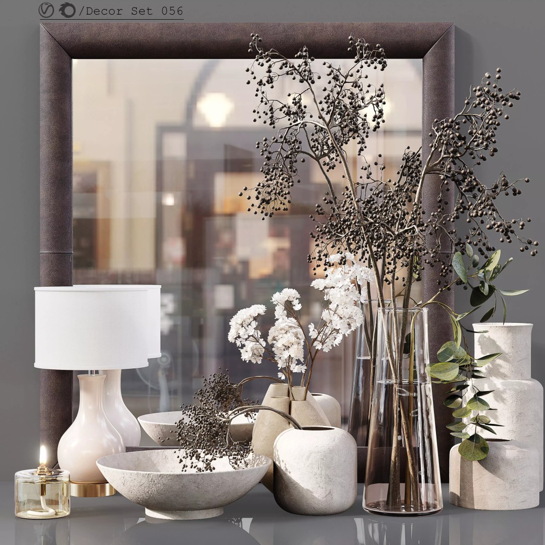 Luxury Flower Decor Set 3D Model – High Poly Interior Decoration, OBJ - View 2