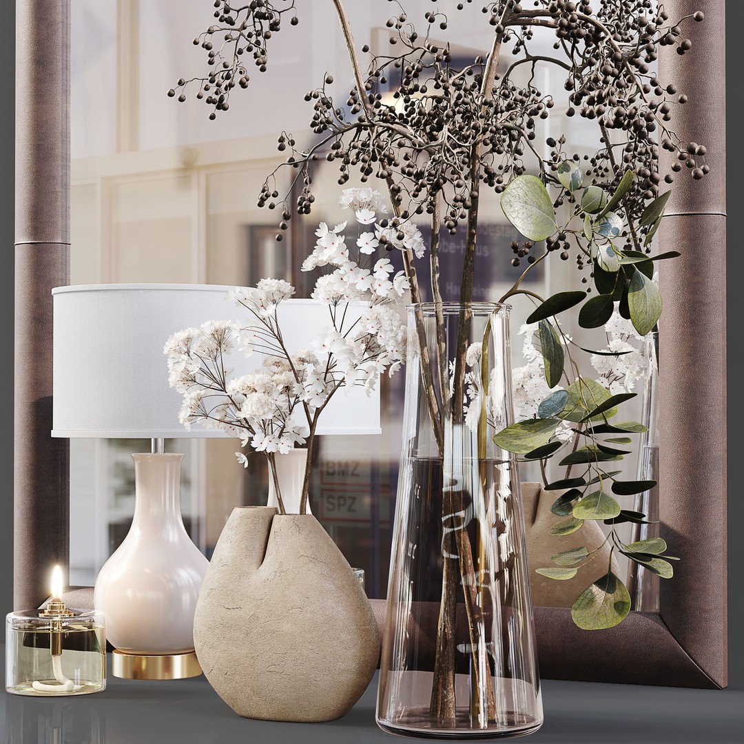 Luxury Flower Decor Set 3D Model – High Poly Interior Decoration, OBJ - View 4