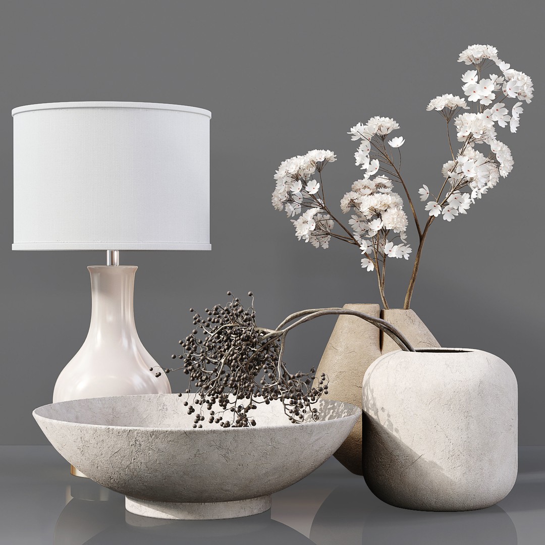 Luxury Flower Decor Set 3D Model – High Poly Interior Decoration, OBJ - View 5