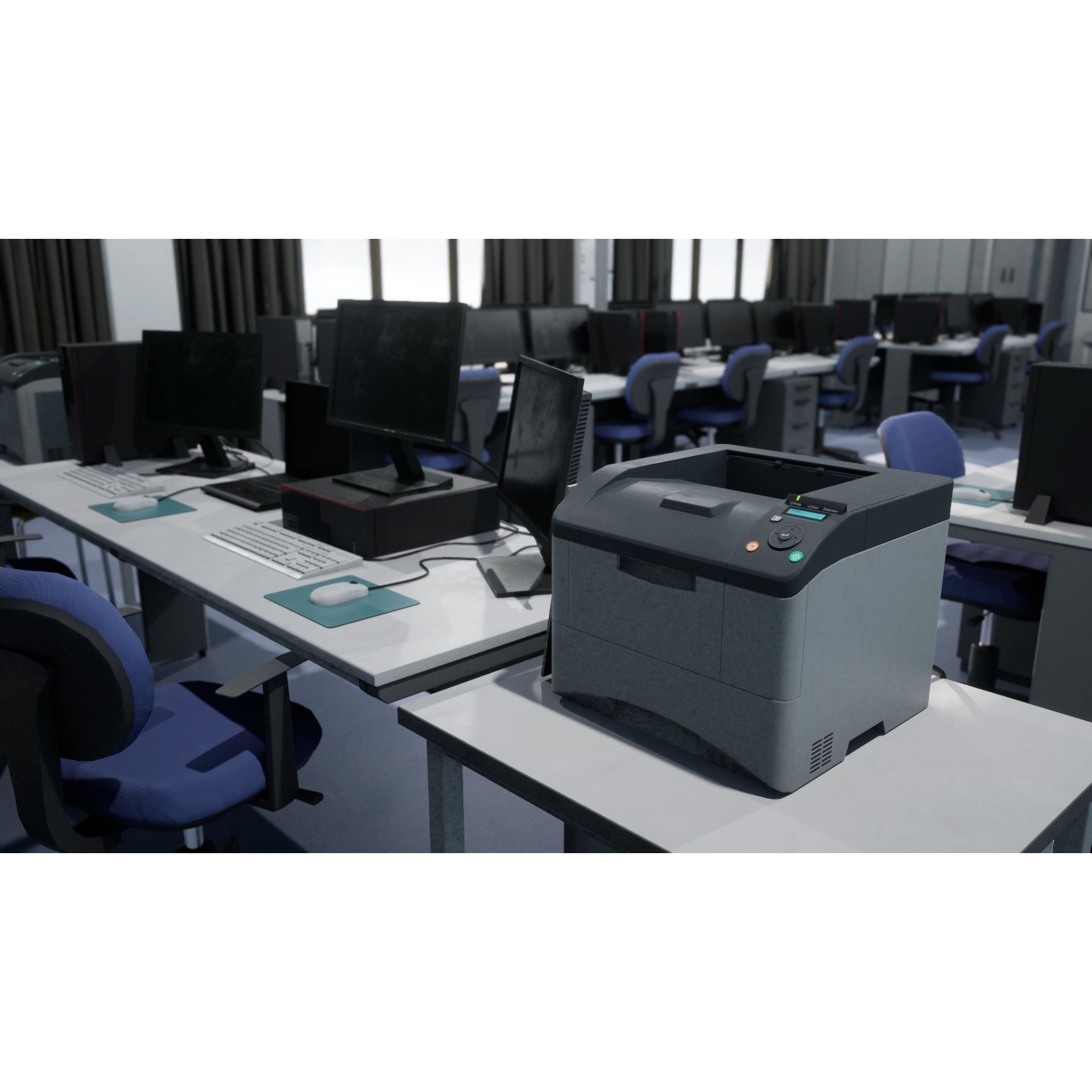 Japanese School Computer Classroom - Low-Poly Game-Ready 3D Model - View 13