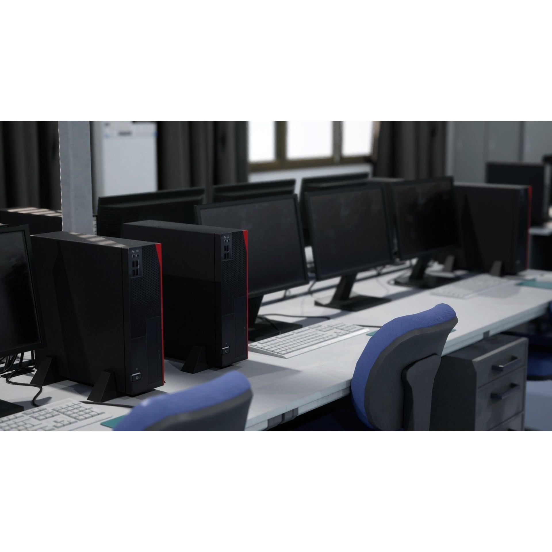 Japanese School Computer Classroom - Low-Poly Game-Ready 3D Model - View 5