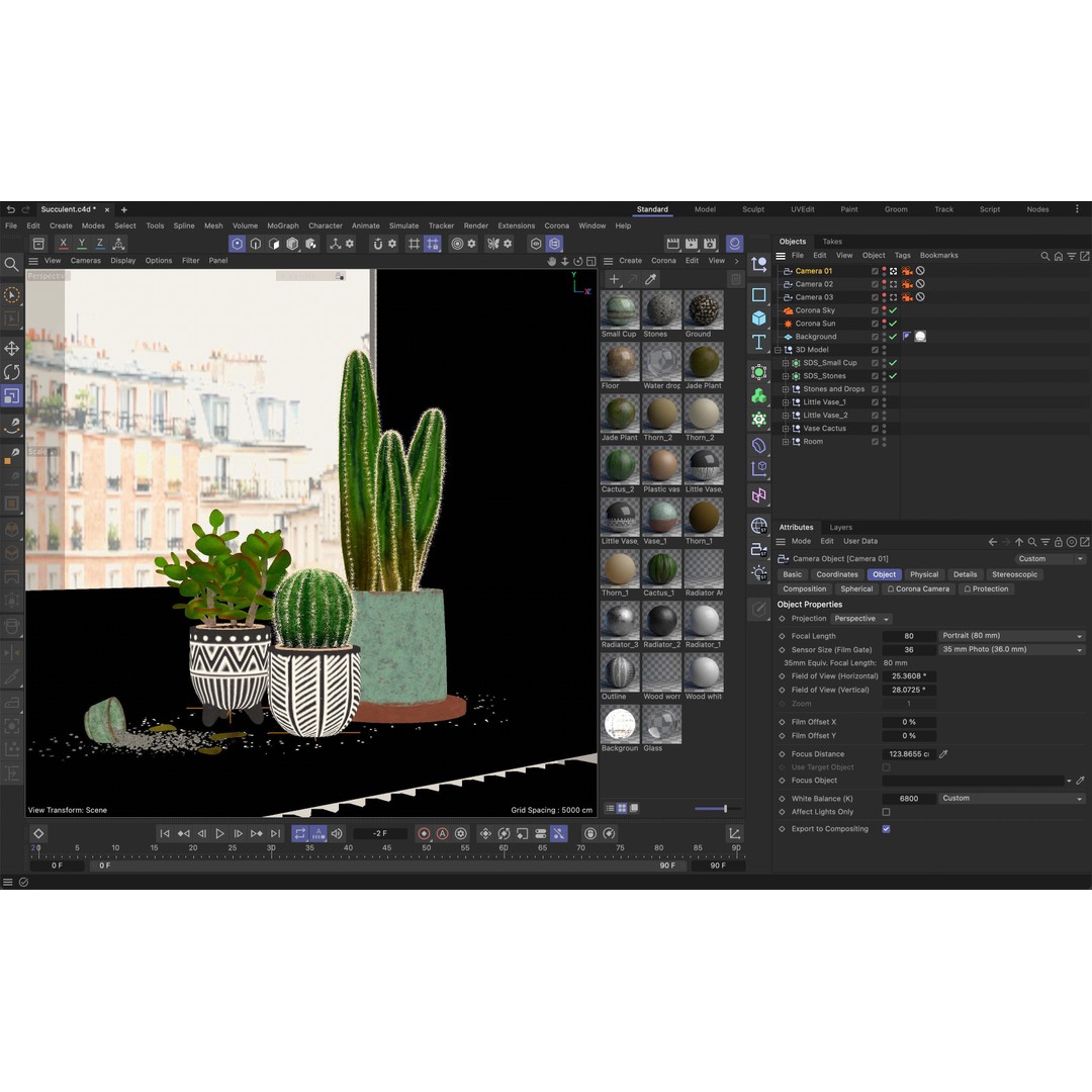 Indoor Plants 3D Model – Realistic Small Plant Scenes, C4D