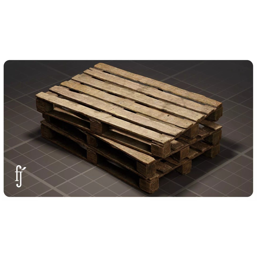 Old Wooden Pallet 3D Model – Low Poly PBR Asset for Games - View 2