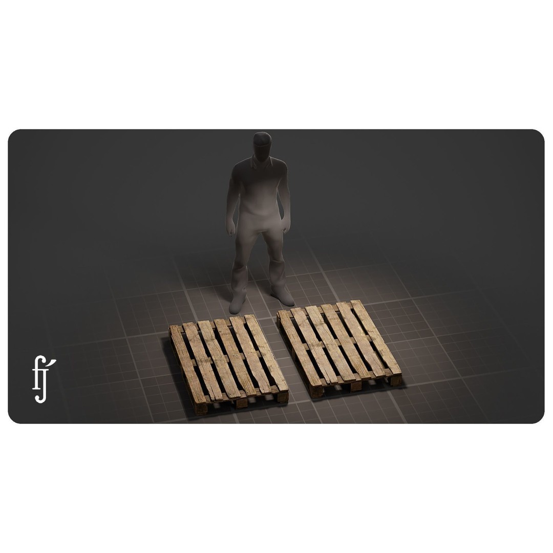 Old Wooden Pallet 3D Model – Low Poly PBR Asset for Games - View 3