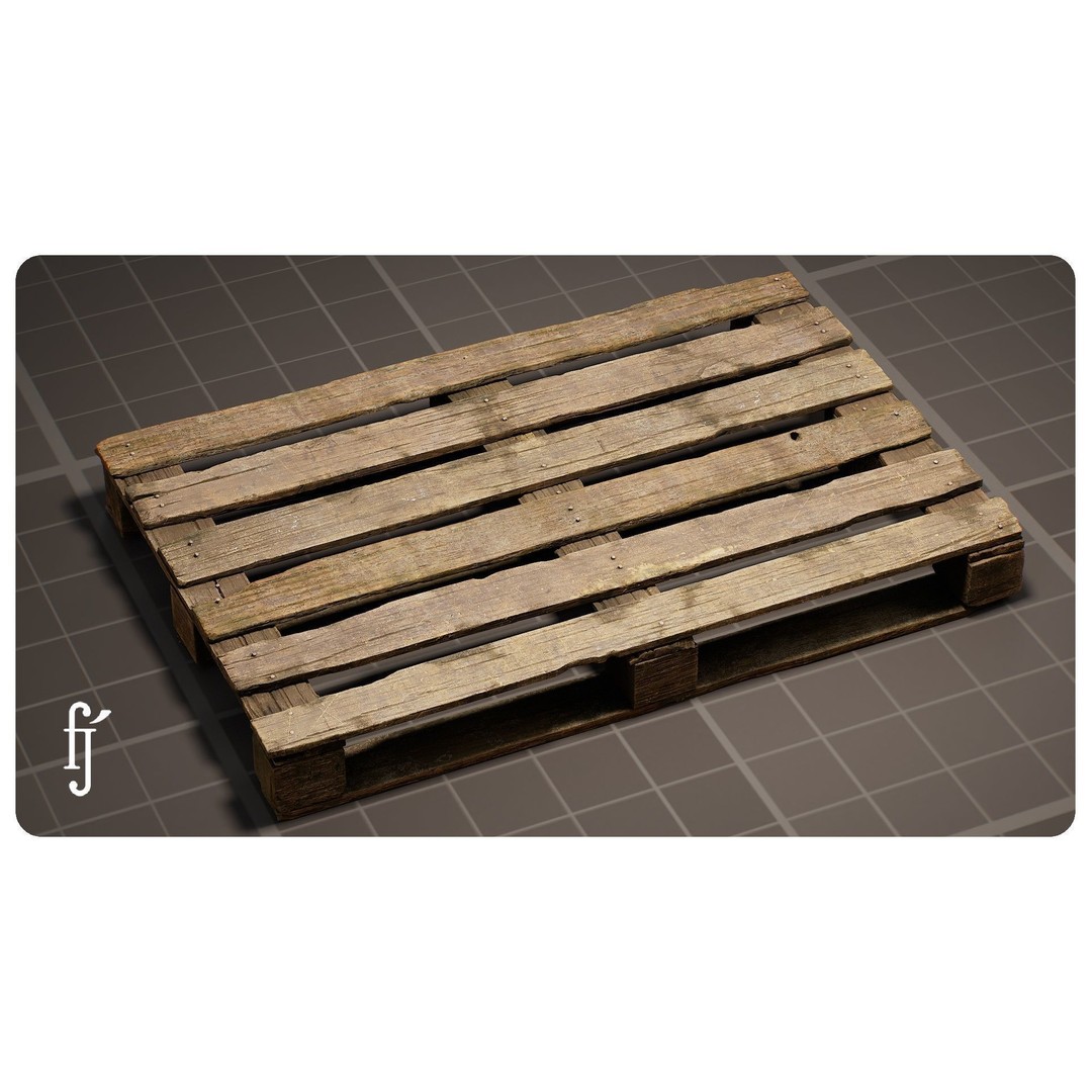 Old Wooden Pallet 3D Model – Low Poly PBR Asset for Games - View 6