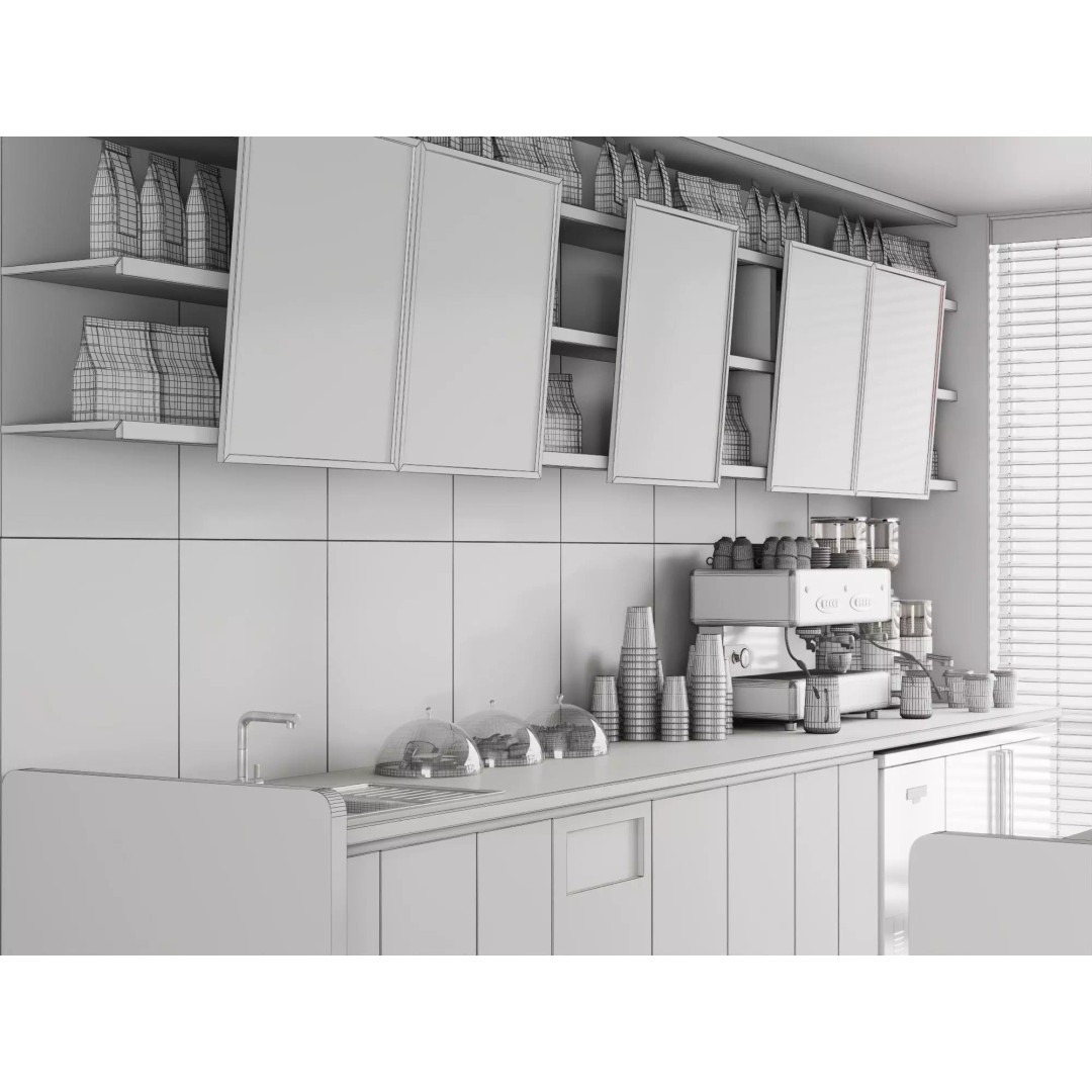 Soya Cafe Bar Counter 3D Model – Low Poly Rigged Asset, FBX - View 16