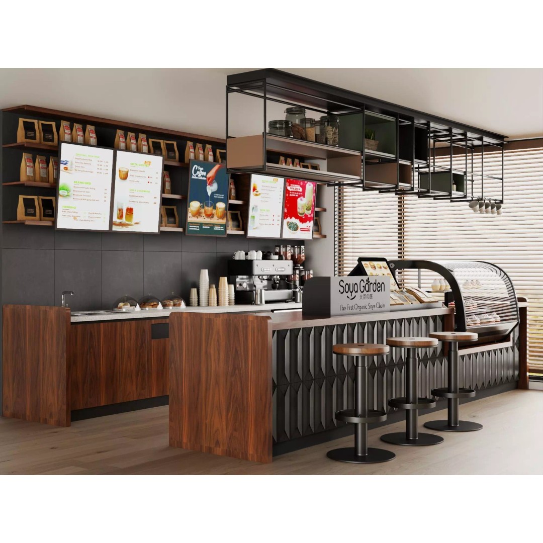 Soya Cafe Bar Counter 3D Model – Low Poly Rigged Asset, FBX - View 2