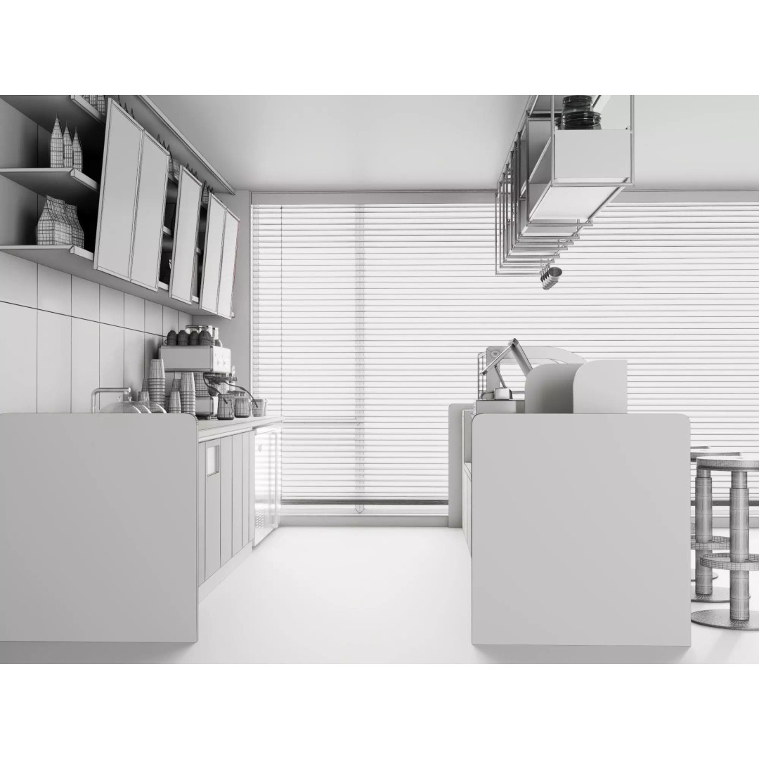 Soya Cafe Bar Counter 3D Model – Low Poly Rigged Asset, FBX - View 23