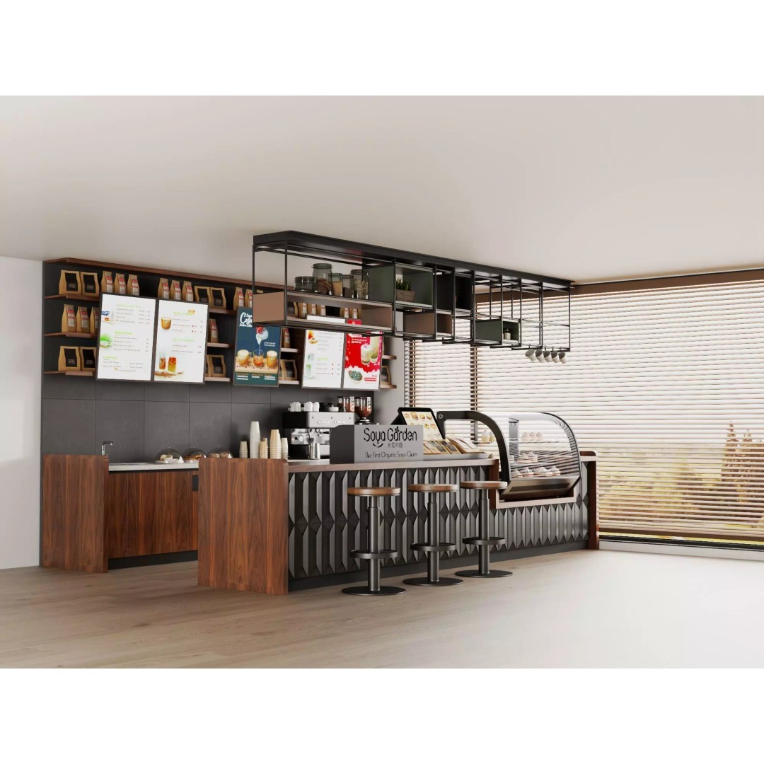 Soya Cafe Bar Counter 3D Model – Low Poly Rigged Asset, FBX - View 3