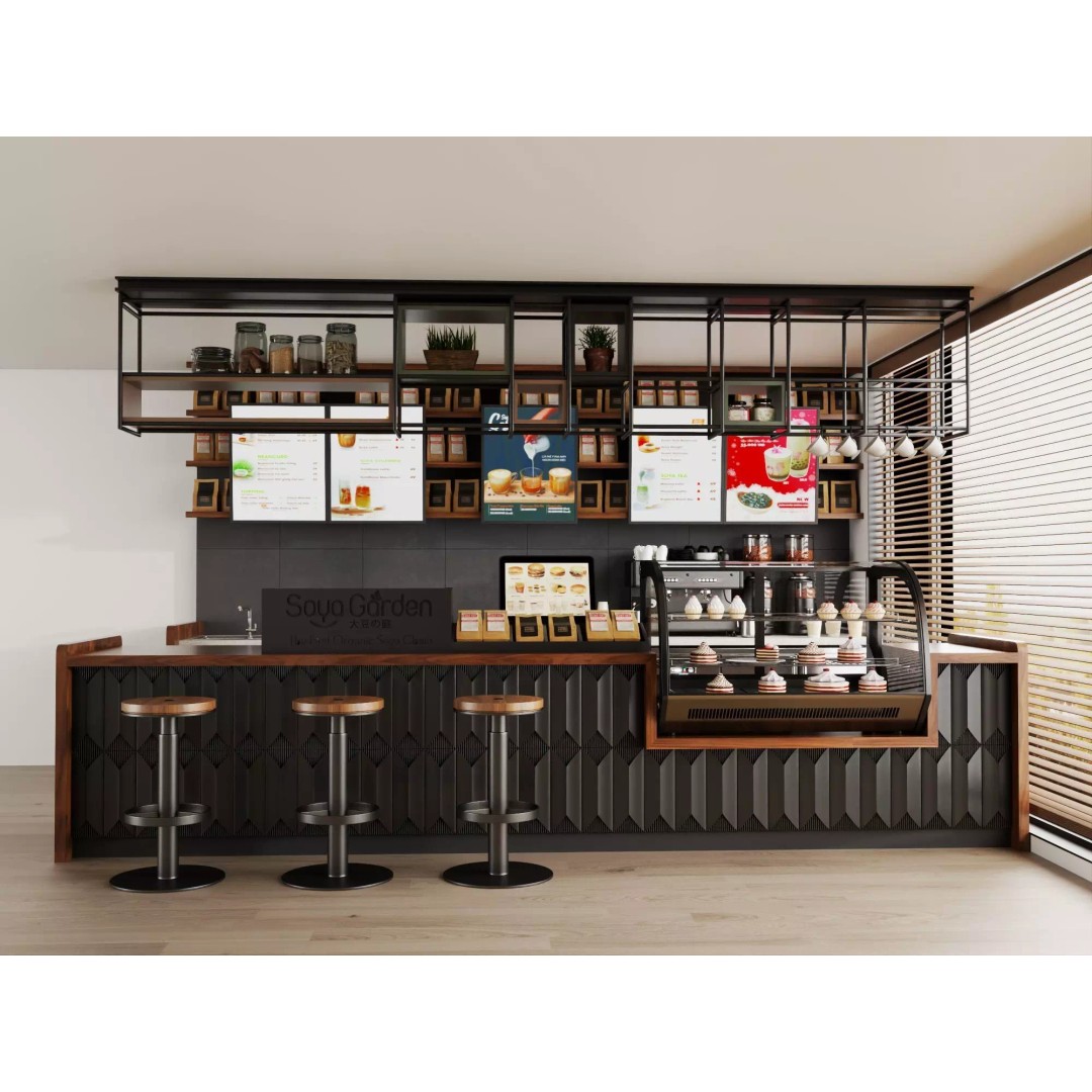 Soya Cafe Bar Counter 3D Model – Low Poly Rigged Asset, FBX - View 4