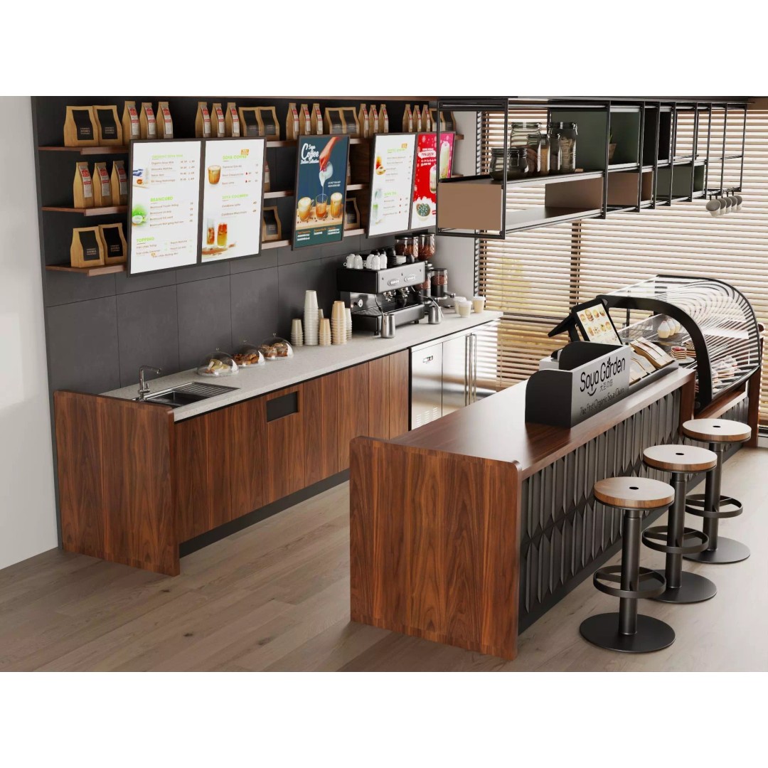 Soya Cafe Bar Counter 3D Model – Low Poly Rigged Asset, FBX - View 6