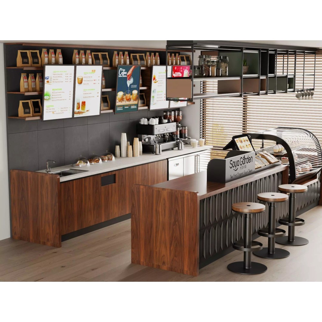 Soya Cafe Bar Counter 3D Model – Low Poly Rigged Asset, FBX - View 7