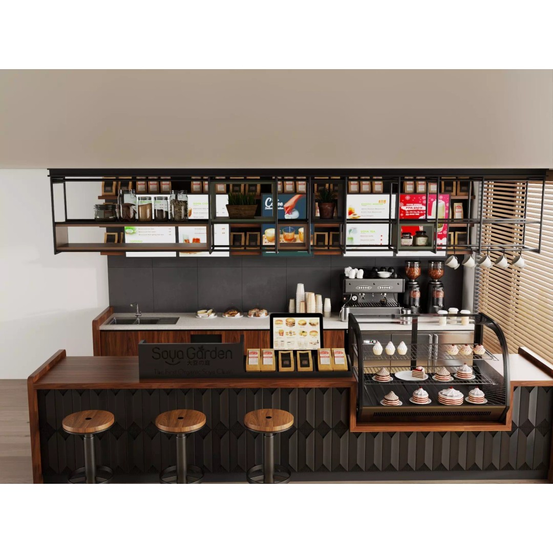 Soya Cafe Bar Counter 3D Model – Low Poly Rigged Asset, FBX - View 8
