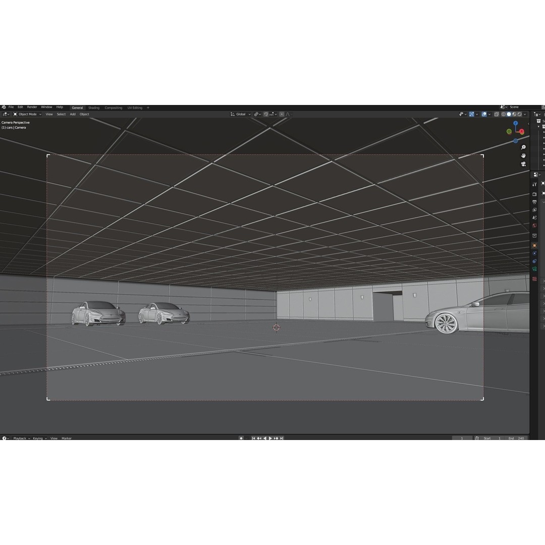 Modern Underground Car Garage 3D Model – High Poly Interior Asset, Blender, FBX