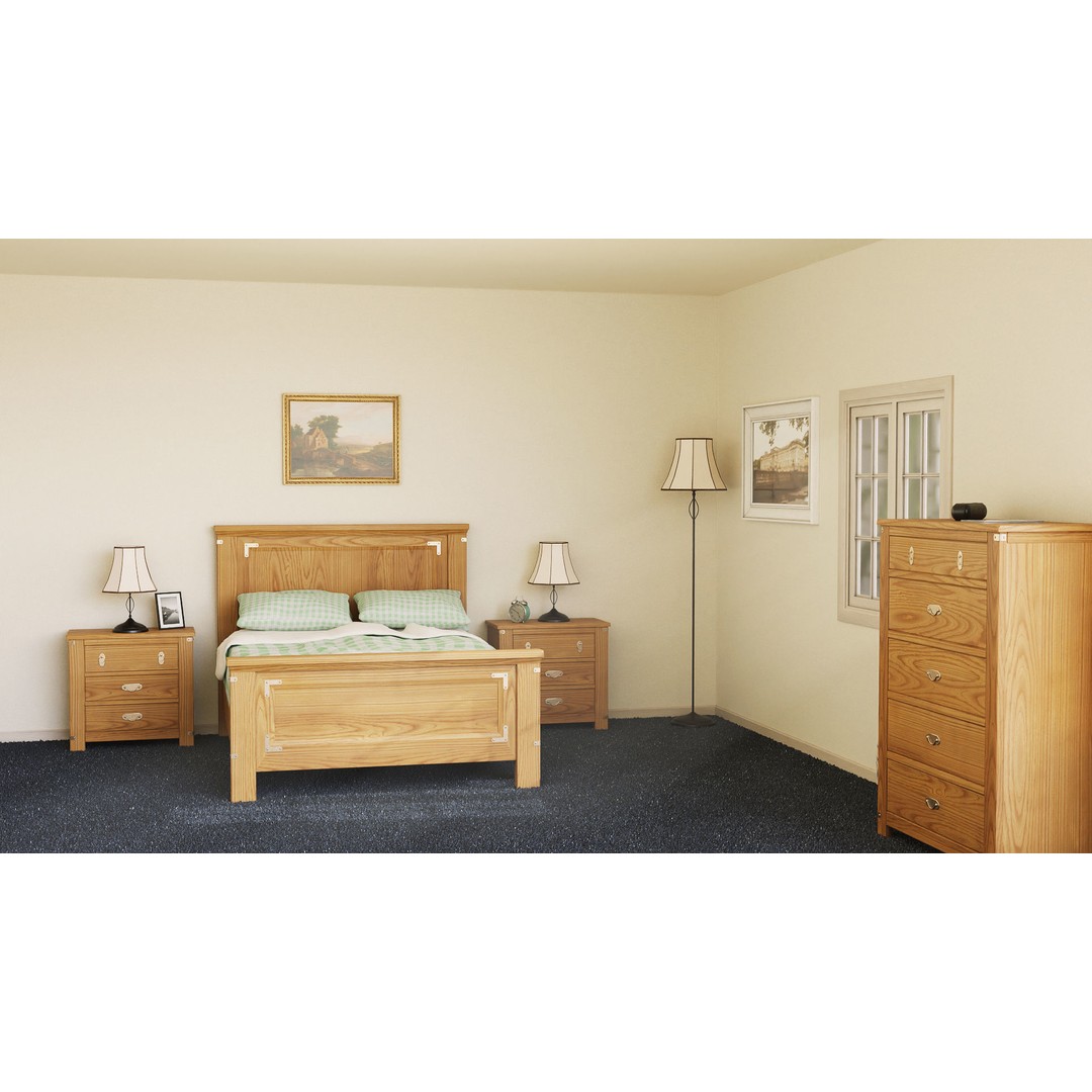 Light Bedroom Set 3D Model – Low Poly Game-Ready Interior Asset - View 8