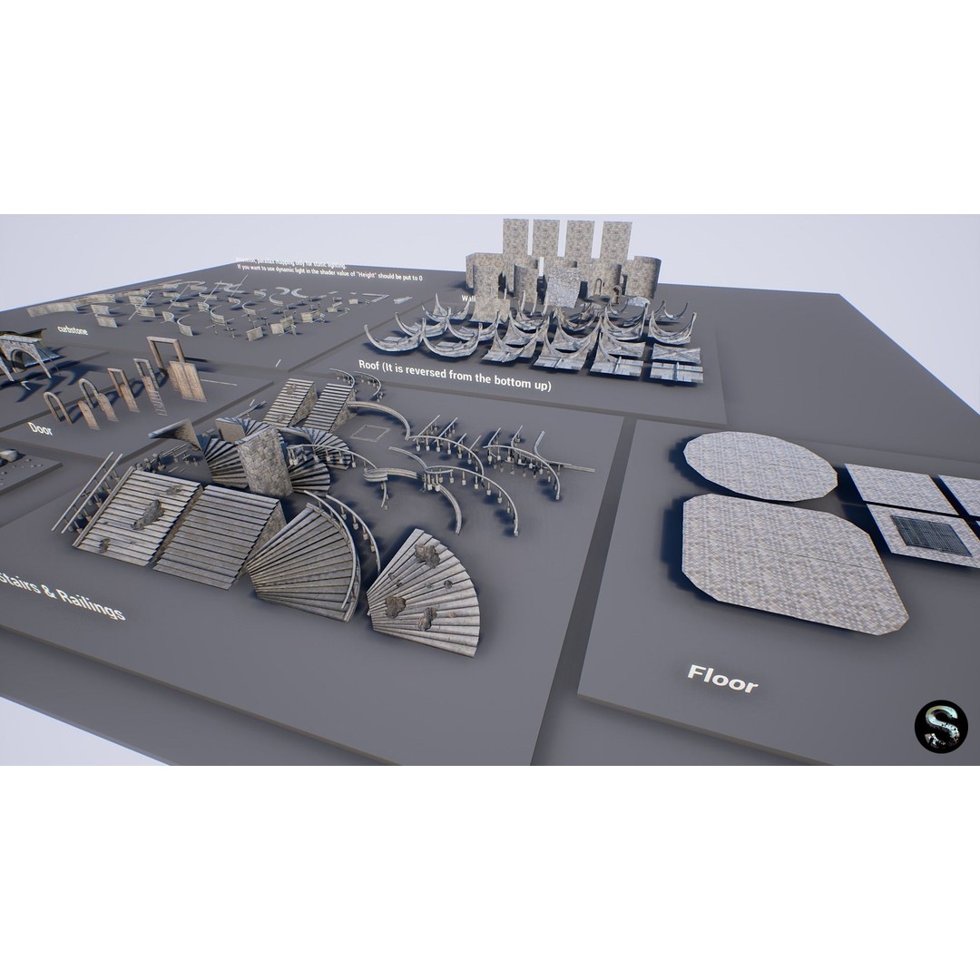 Fantasy Dungeon 3D Model – Low Poly Game Asset, PBR Textures