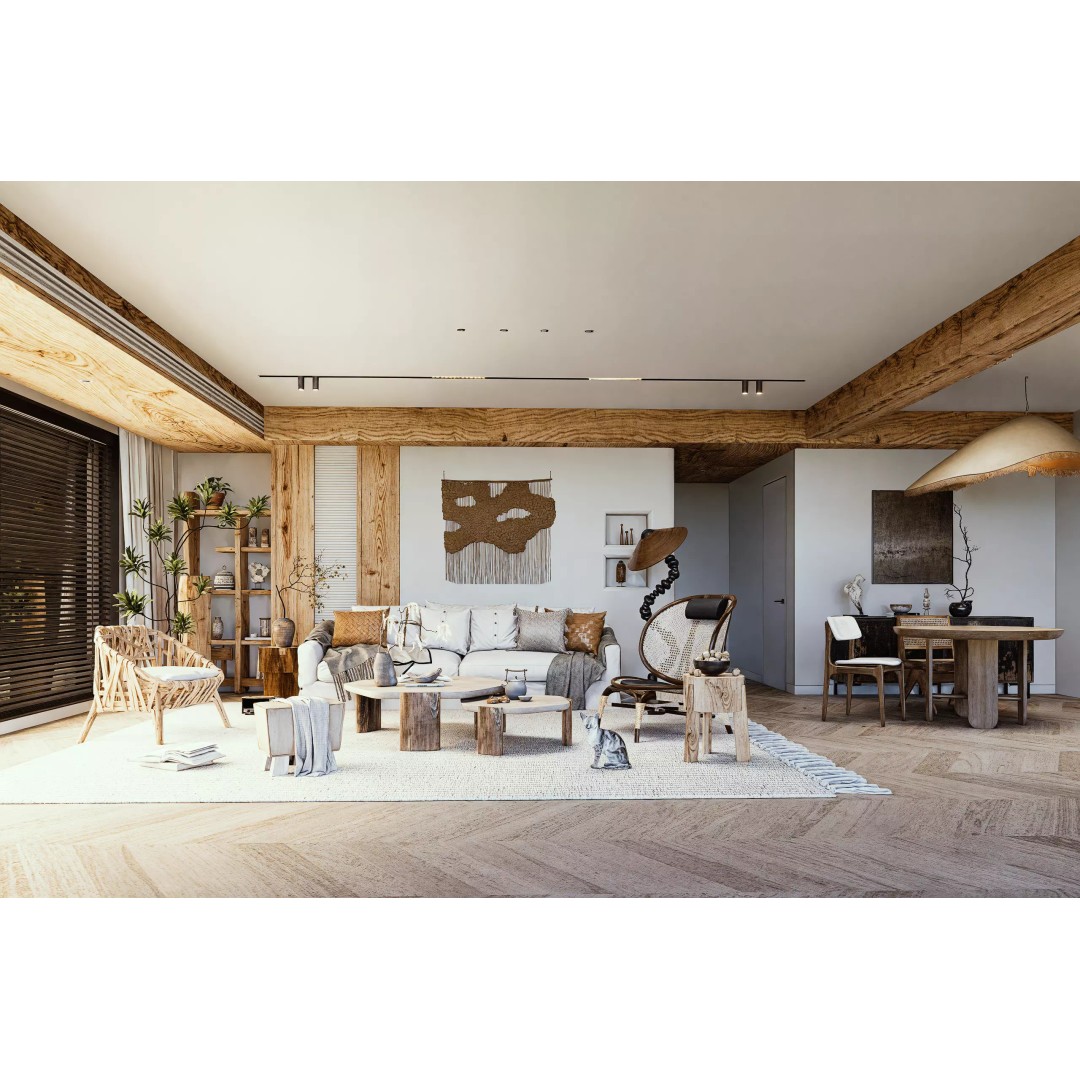 Living Room 3D Model – Low Poly Interior Scene, OBJ & FBX - View 2