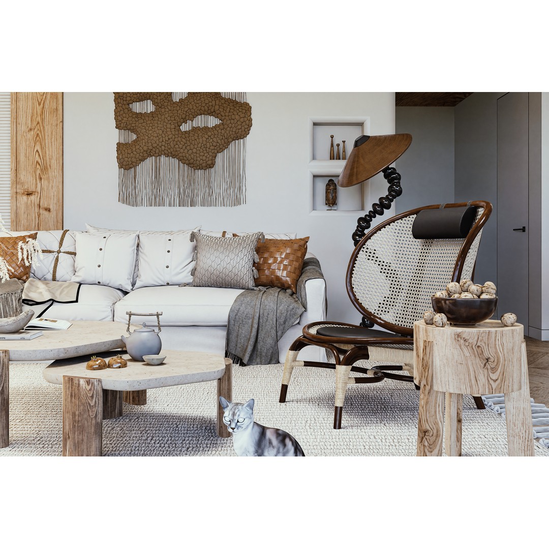 Living Room 3D Model – Low Poly Interior Scene, OBJ & FBX - View 4