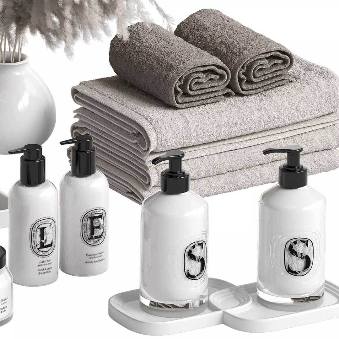 Bathroom Decor Set 3D Model – High Poly Decorative Asset, FBX, OBJ