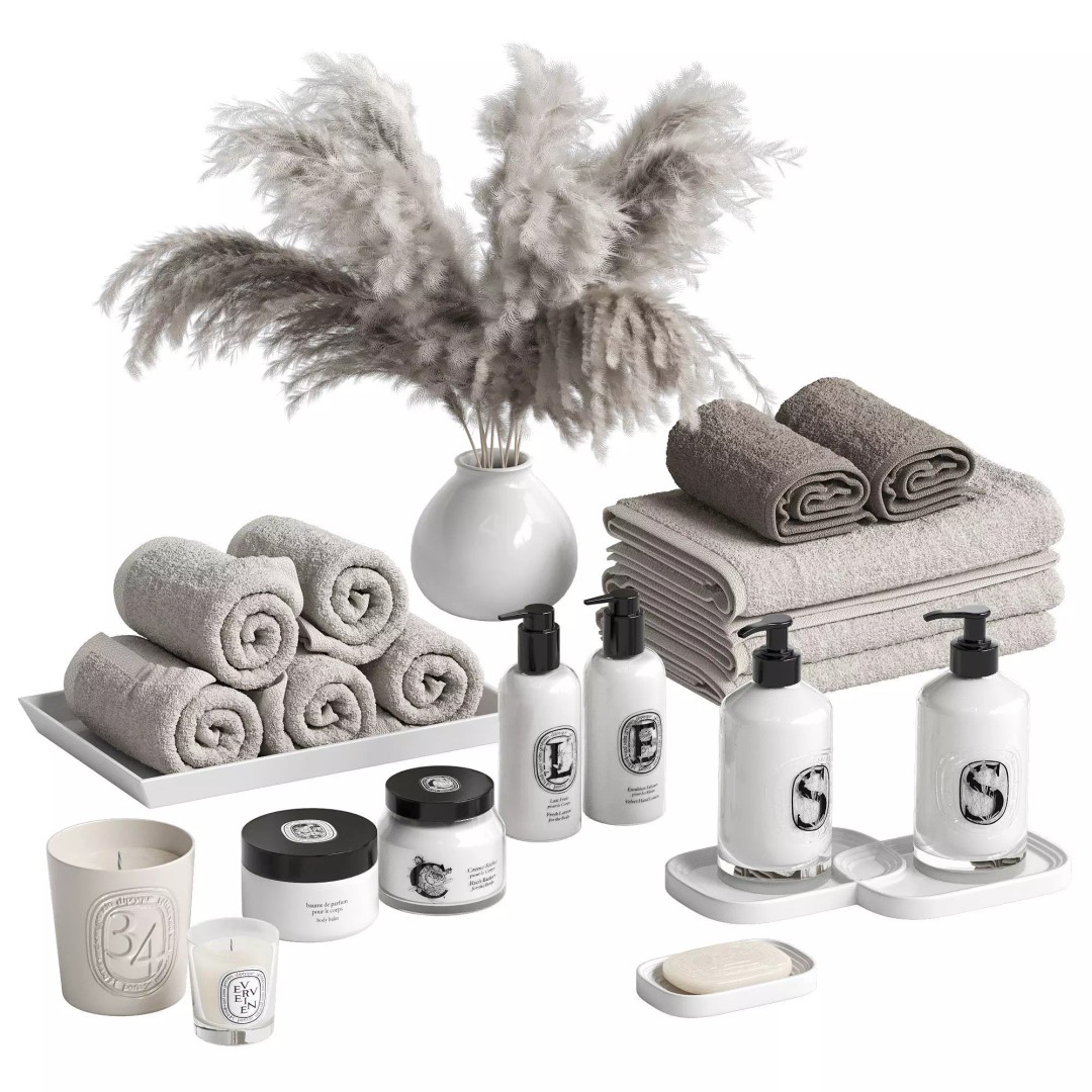Bathroom Decor Set 3D Model – High Poly Decorative Asset, FBX, OBJ - View 2