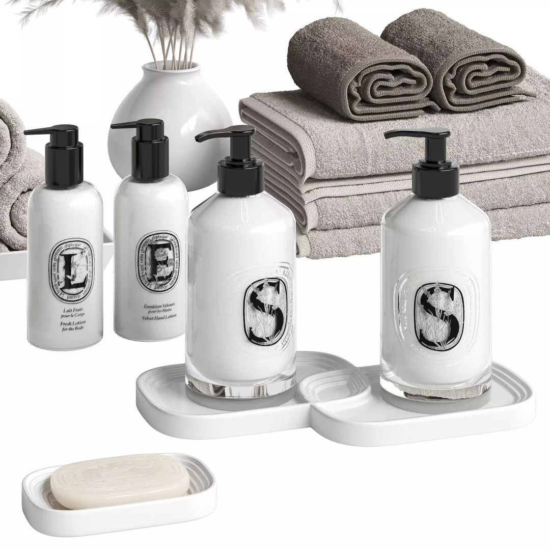 Bathroom Decor Set 3D Model – High Poly Decorative Asset, FBX, OBJ - View 3