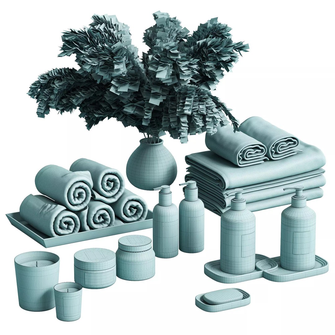 Bathroom Decor Set 3D Model – High Poly Decorative Asset, FBX, OBJ - View 5