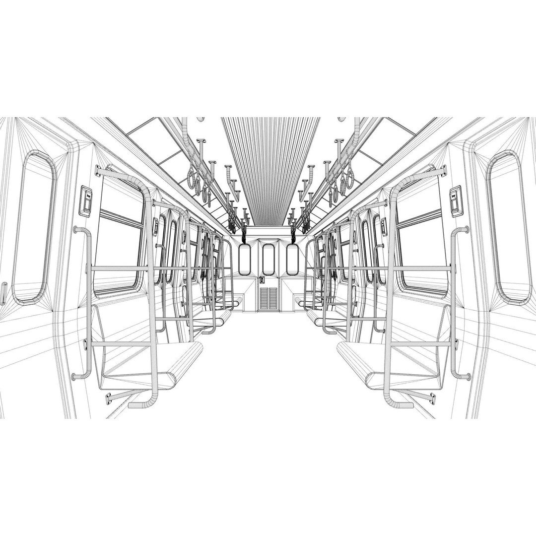 Subway Car Interior 3D Model – Low Poly PBR Asset for Games