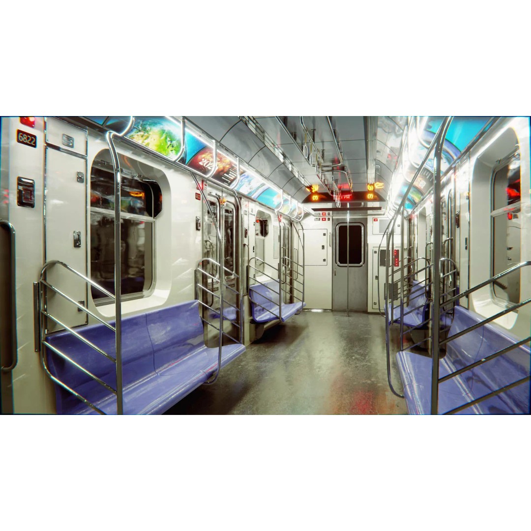 Subway Car Interior 3D Model – Low Poly PBR Asset for Games - View 2