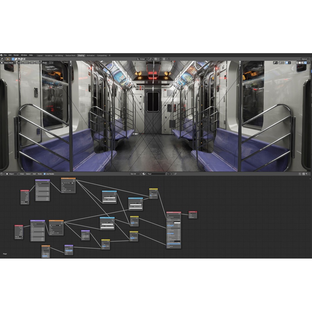 Subway Car Interior 3D Model – Low Poly PBR Asset for Games - View 5