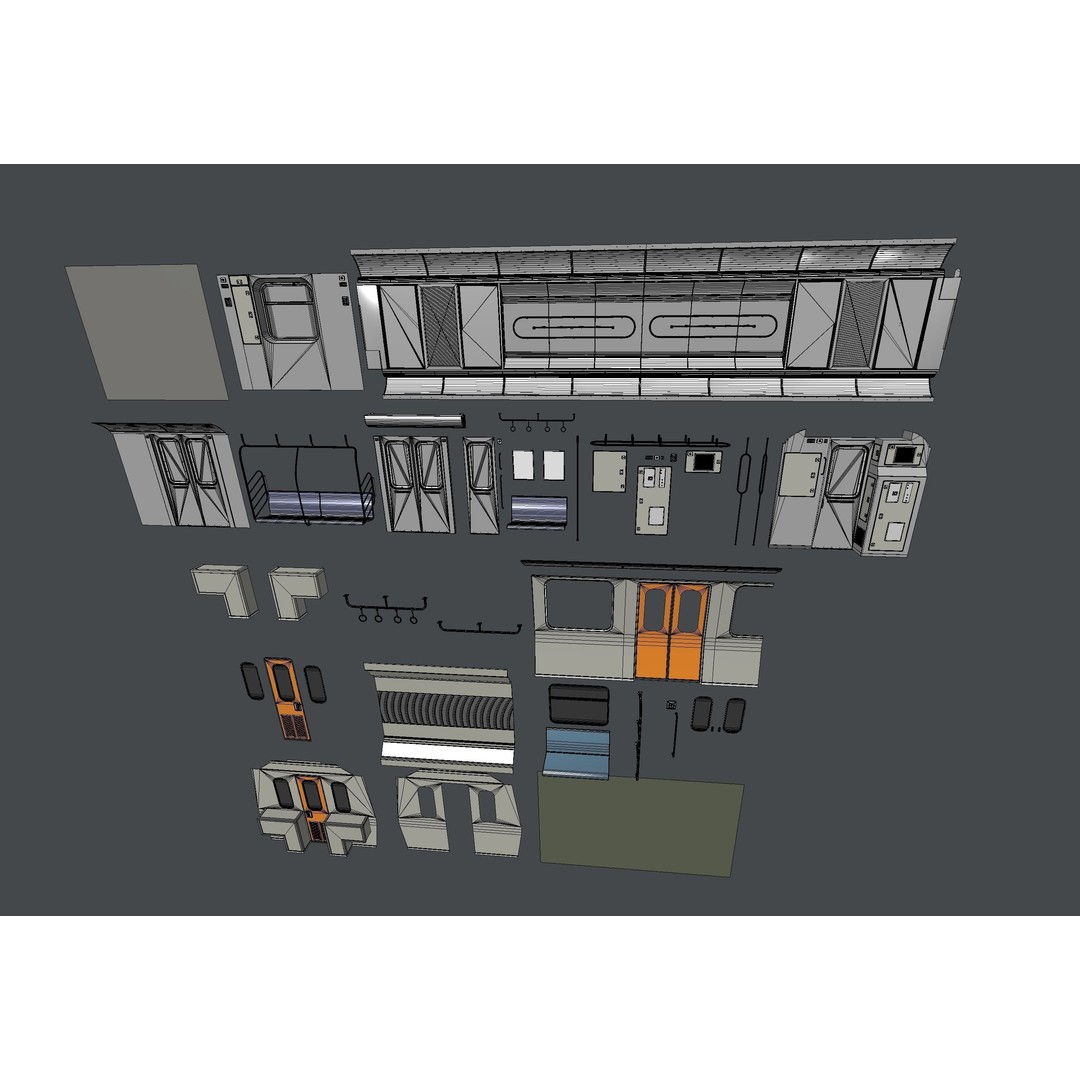 Subway Car Interior 3D Model – Low Poly PBR Asset for Games - View 8