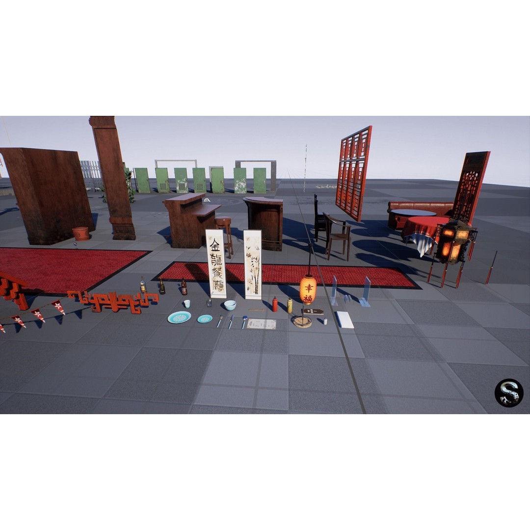Asia Restaurant 3D Model – Low Poly Game Asset for Unreal Engine