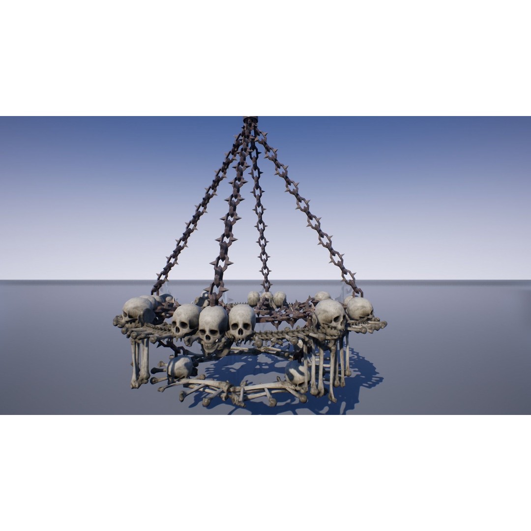 Bone Lamps and Chandeliers 3D Model – Low Poly Game Asset, FBX - View 10