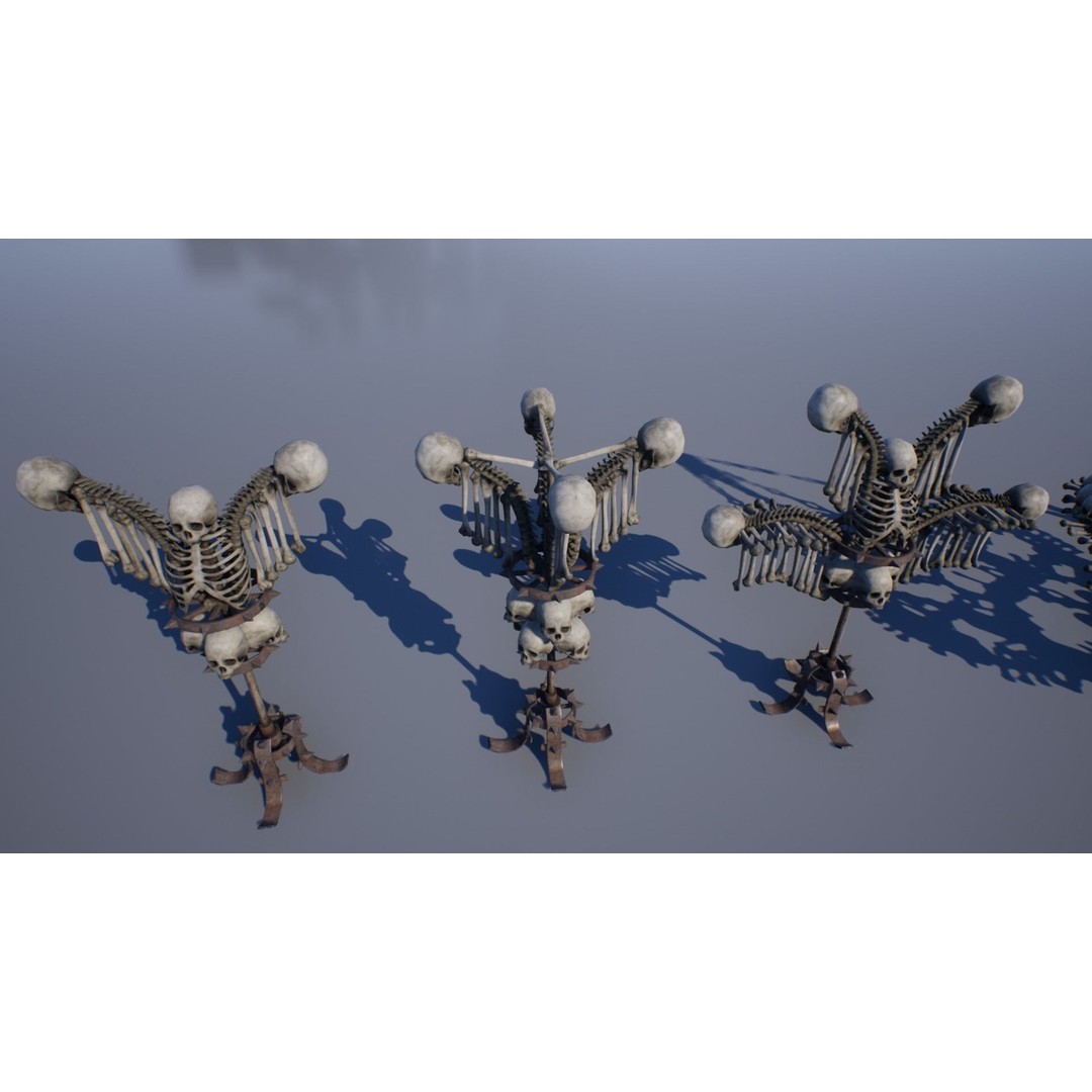Bone Lamps and Chandeliers 3D Model – Low Poly Game Asset, FBX - View 3