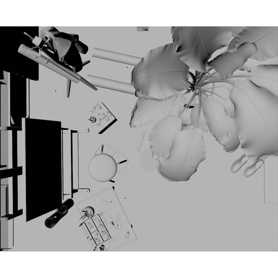 Artist House 3D Model – Interior Scene for Cinema 4D & Corona - View 15