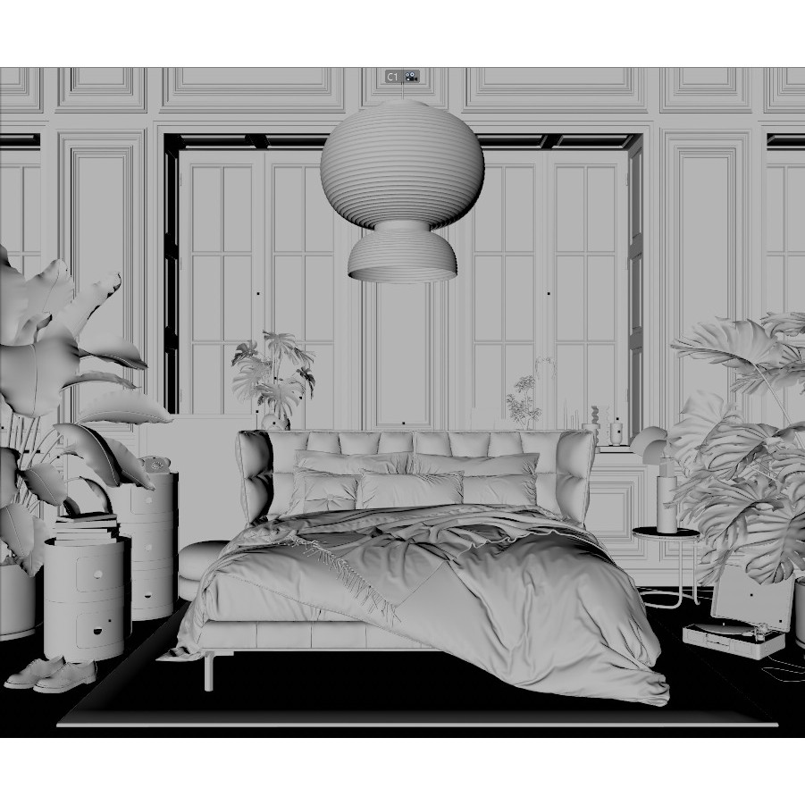 Artist House 3D Model – Interior Scene for Cinema 4D & Corona - View 16