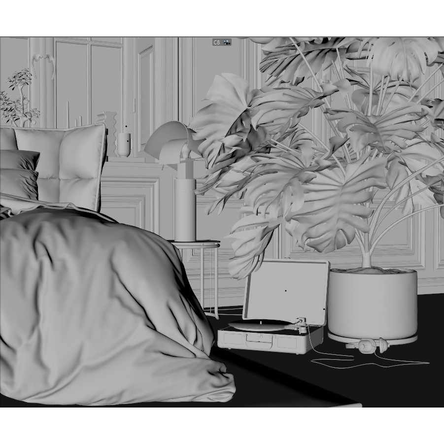 Artist House 3D Model – Interior Scene for Cinema 4D & Corona - View 17