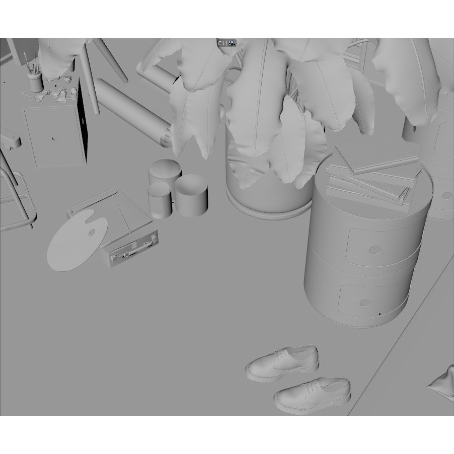 Artist House 3D Model – Interior Scene for Cinema 4D & Corona - View 18