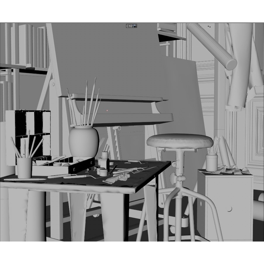 Artist House 3D Model – Interior Scene for Cinema 4D & Corona - View 19