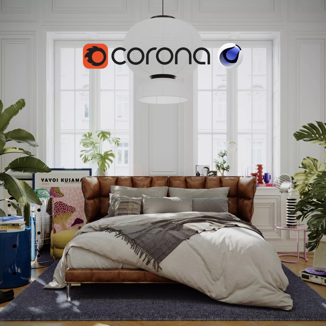 Artist House 3D Model – Interior Scene for Cinema 4D & Corona - View 2