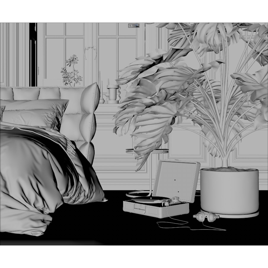 Artist House 3D Model – Interior Scene for Cinema 4D & Corona - View 21