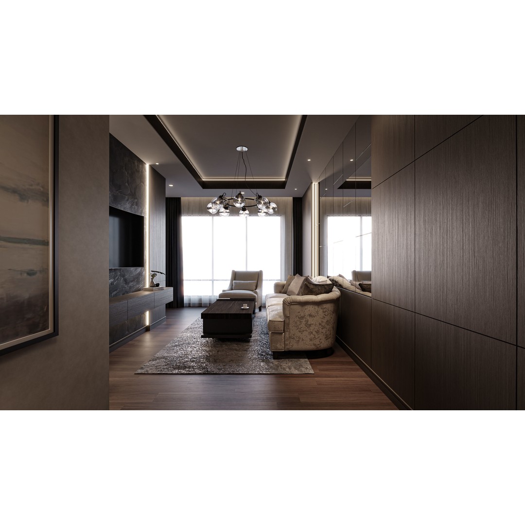 Hotel Suite Bedroom 3D Model – Scandinavian Interior, FBX, OBJ - View 5